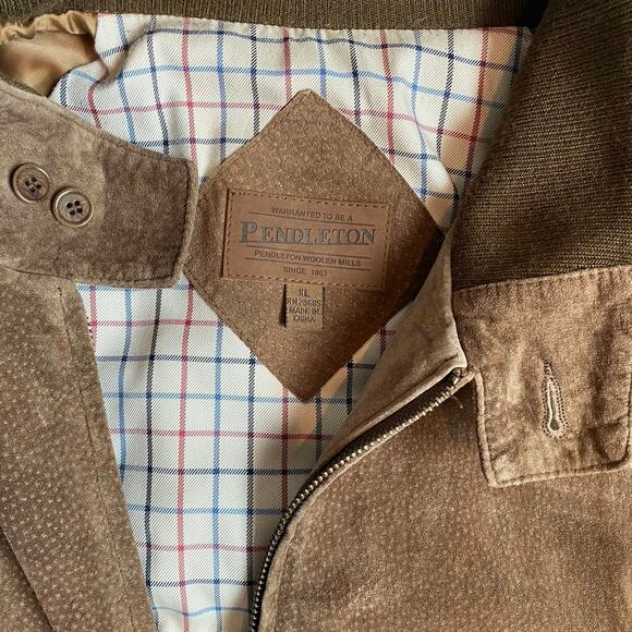 PENDLETON Suede Leather Zip Up Bomber Jacket XL Mocha Brown Classic Utility Barn - Picture 10 of 13